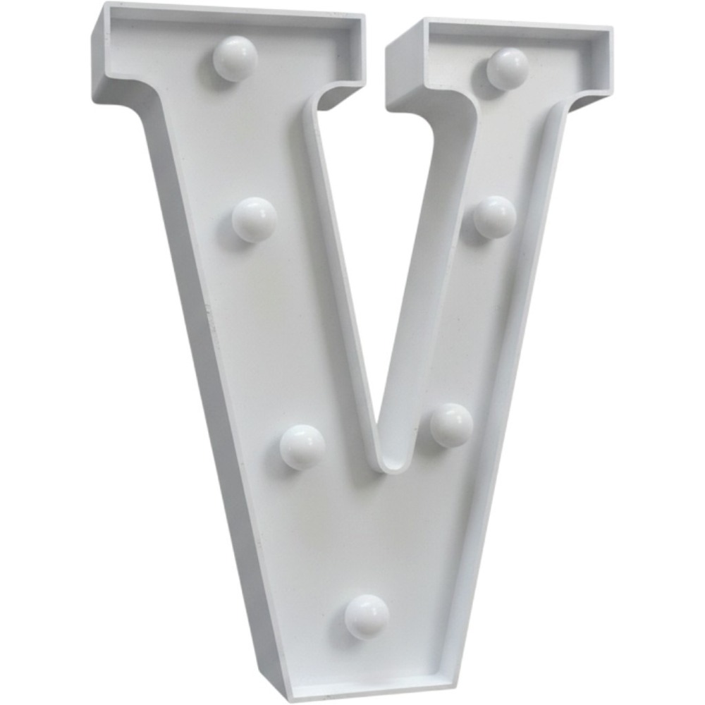 Marquee Letter V Light Up Sign Home Decor White Plastic LED Battery Operated New